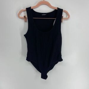 Shein black scoop neck sleeveless ribbed bodysuit womens large